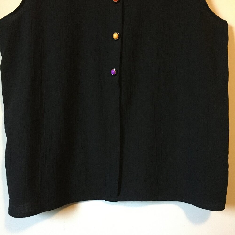 Best Connection Vintage 90s Rayon Sunset Button Tank XL Made in USA German - Picture 4 of 12